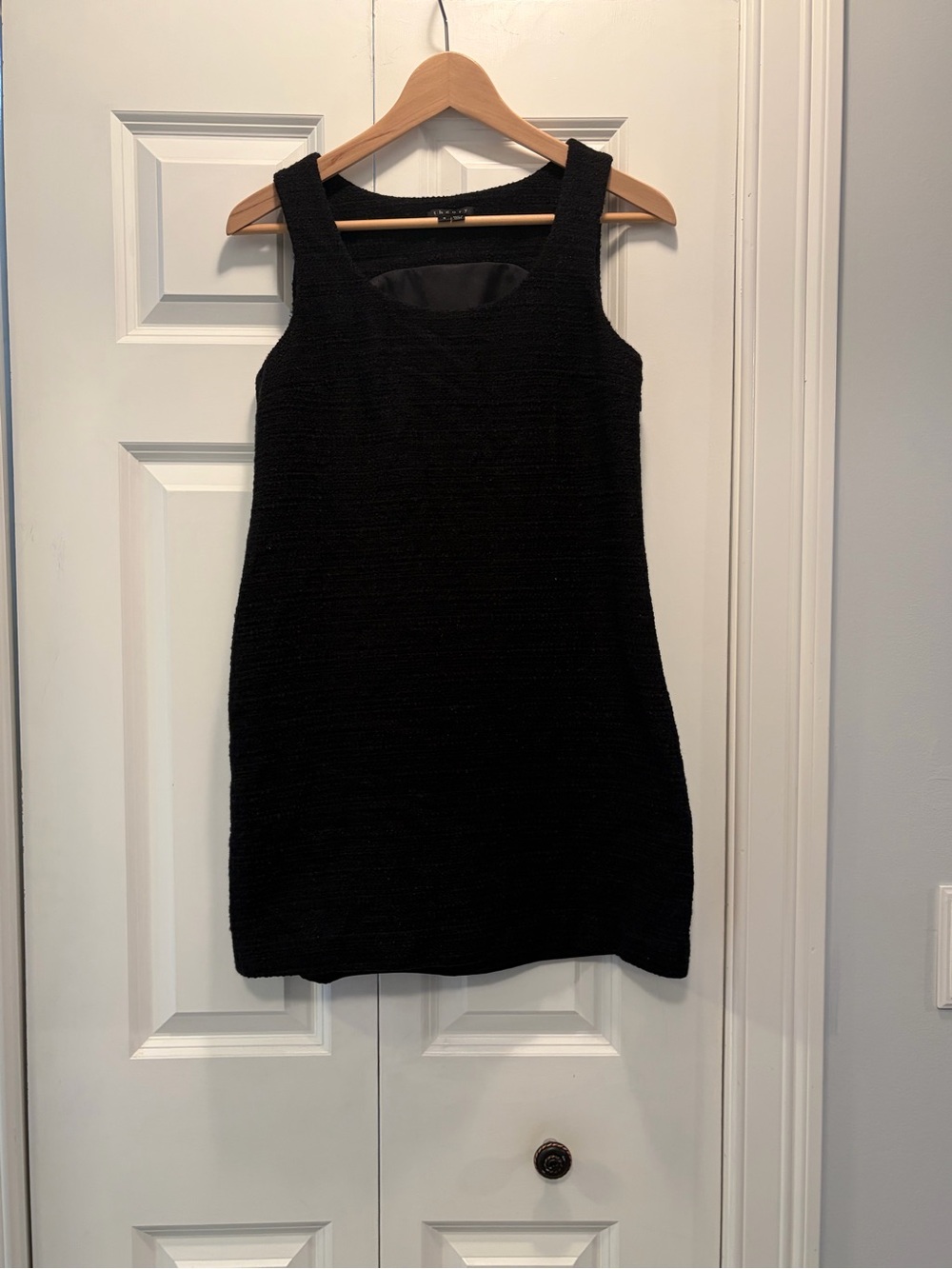 Theory Black Textured Sleeveless Mini Dress